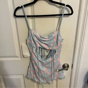 For Love And Lemons Blue and Pink swim dress